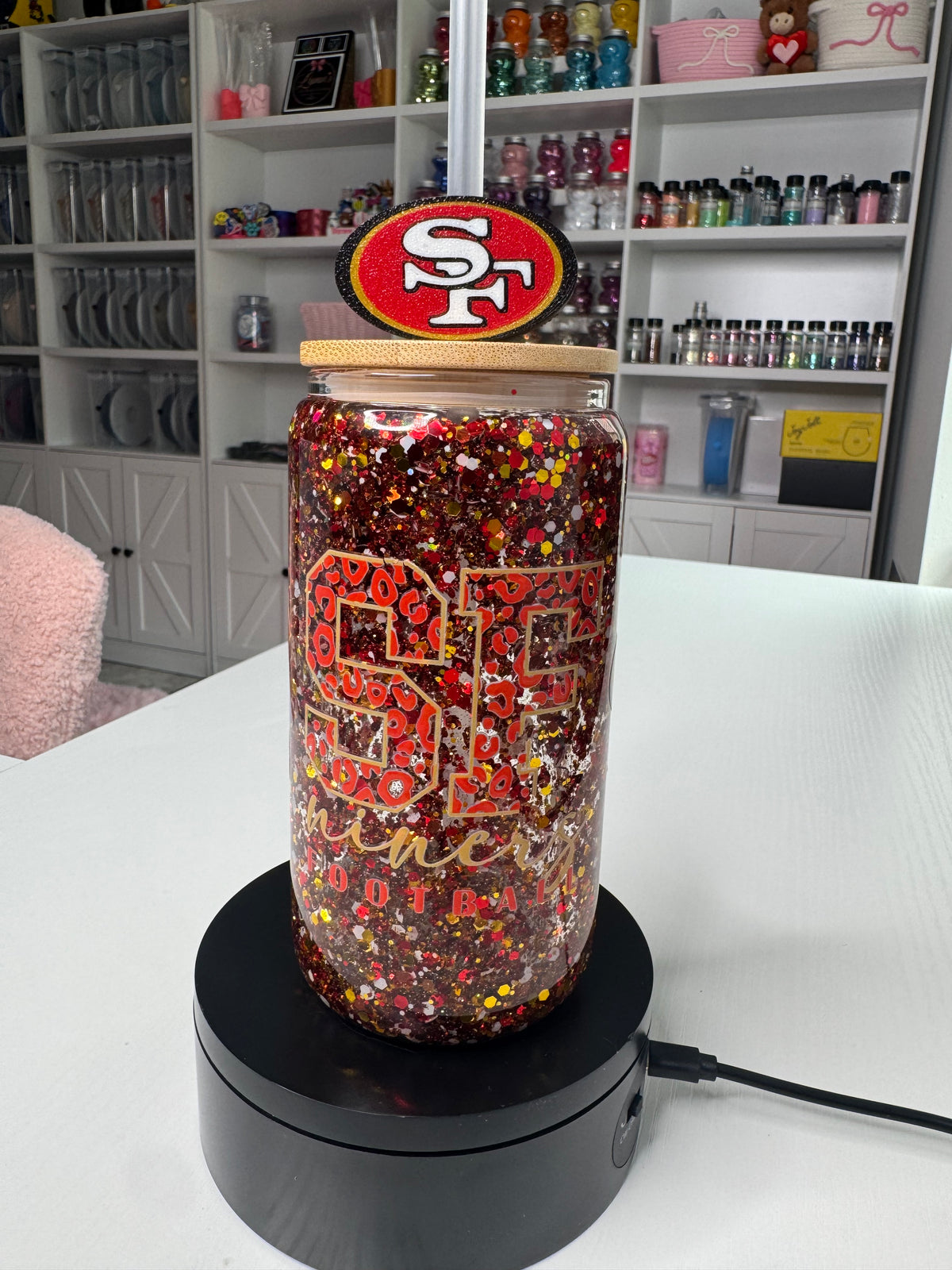 Glass 49ers (16oz) & straw topper